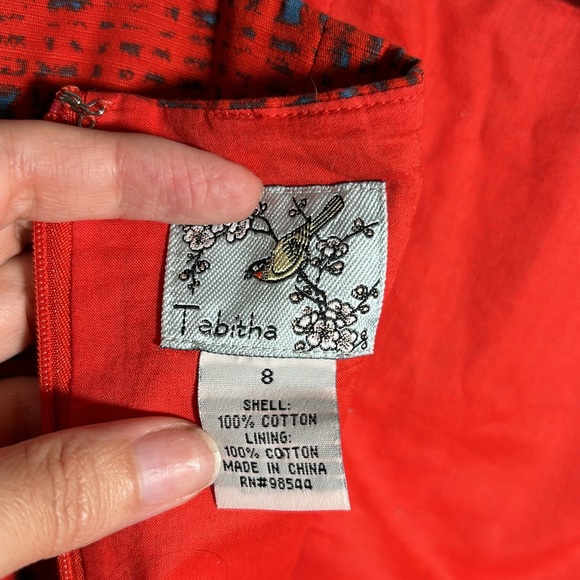 Anthropologie Tabitha Strapless Dress Red and Blue Pattern Size 8 - Picture 13 of 13